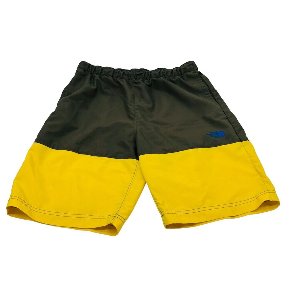 The North Face Swim Trunks Built in Brief Colorblock Boys XL 18-20 Gray Yellow